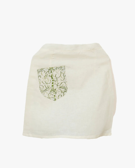 Twill Linen Off-White Mini Skirt