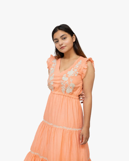 Peach Embroidered Dress