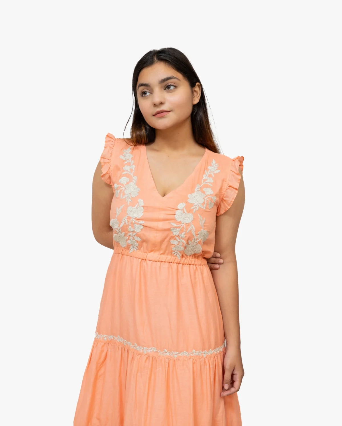 Peach Embroidered Dress