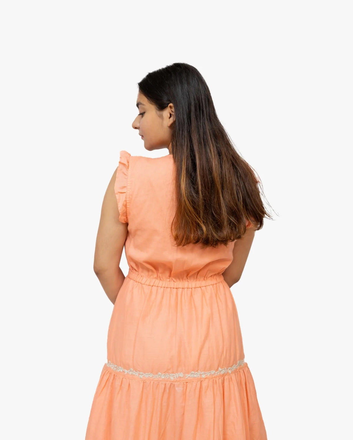 Peach Embroidered Dress