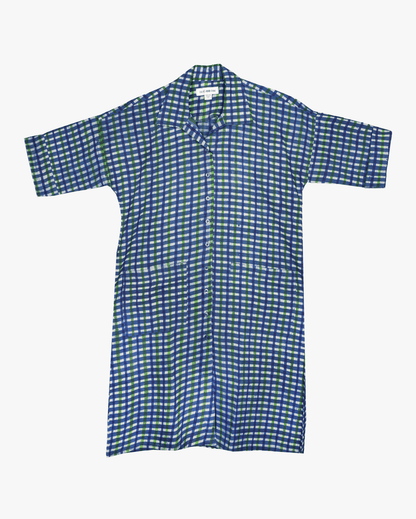 Checked Cotton Midi Shirt Dress