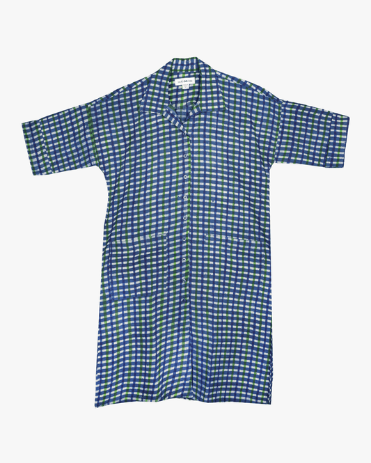 Checked Cotton Midi Shirt Dress