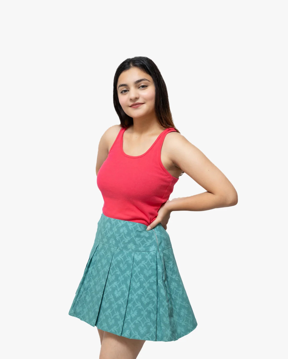 Box Pleat Mini Skirt