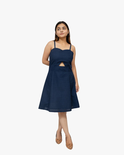 Jute Jacquard Blue Dress