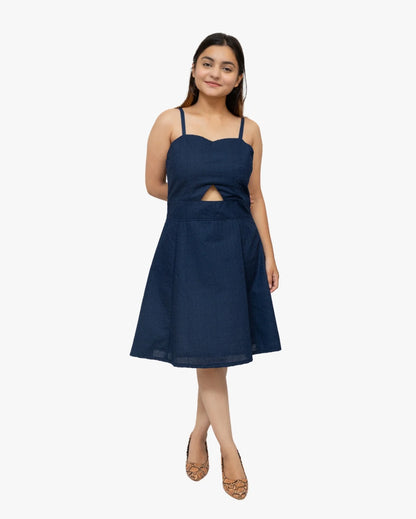 Jute Jacquard Blue Dress