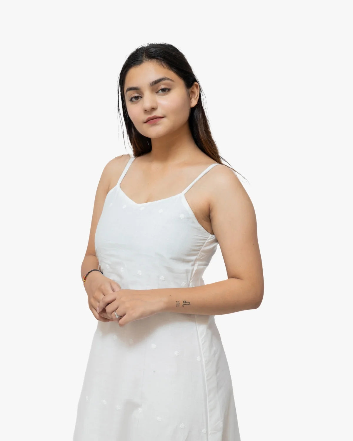 Cotton Eyelet Long Midi Dress